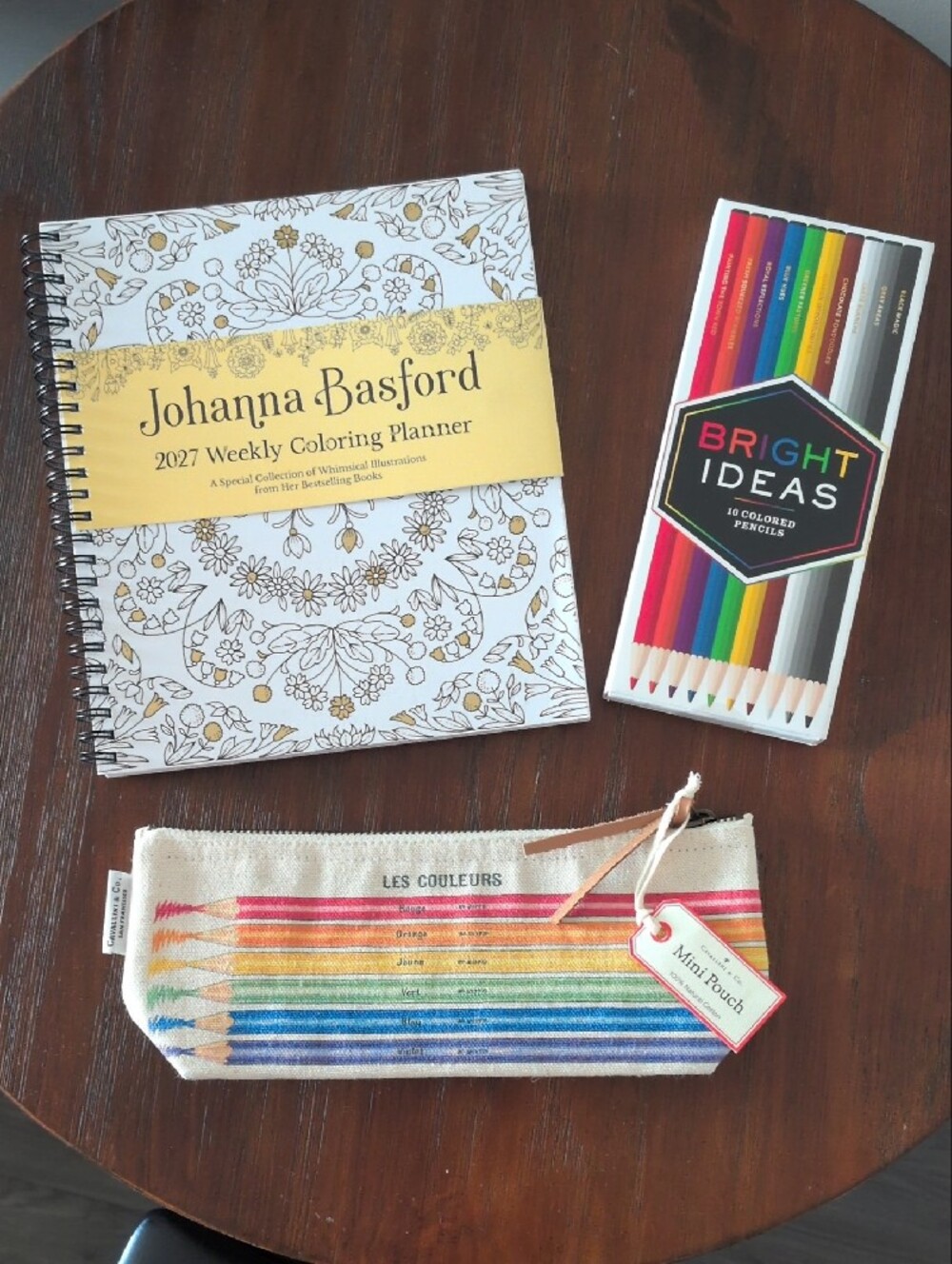 Floral Weekly Coloring Planner, Pencils, And Pouch